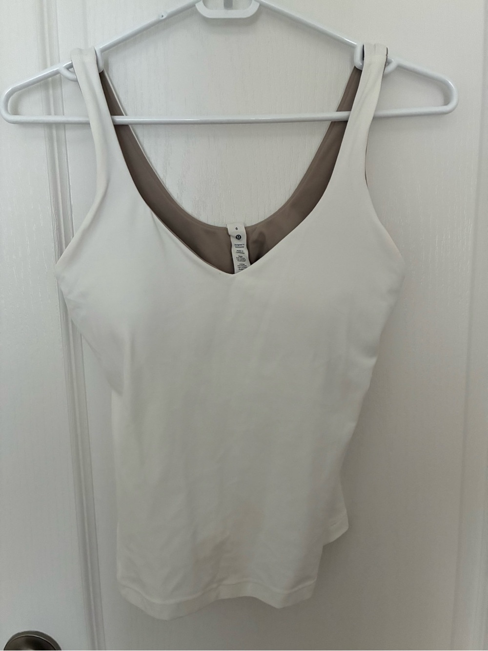 lululemon athletica White Tank Top with Taupe Lining